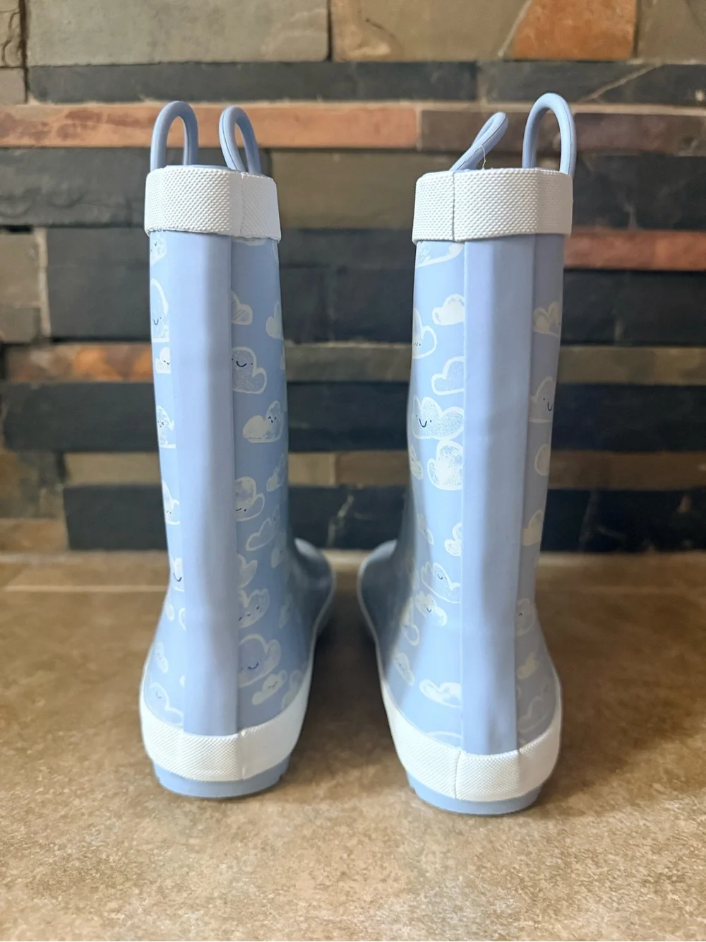 Rain Boots Youth Size 2 Lands’ End Pull On Rubber Blue New FAST SHIPPING